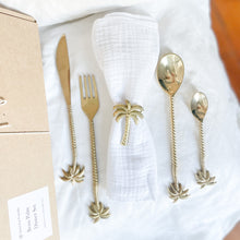 Load image into Gallery viewer, Ethical Palm Brass Dinner Gift Set